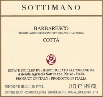 Sottimano Barbaresco Cotta label