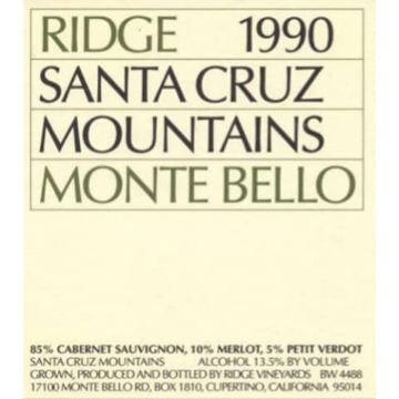 Picture of 1990 Ridge Cabernet Sauvignon Monte Bello