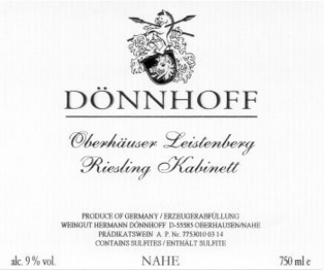 Picture of 2021 Donnhoff Kabinett Oberhauser Leistenberg