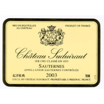 Picture of 2003 Chateau Suduiraut - Sauternes HALF BOTTLE (375ml)