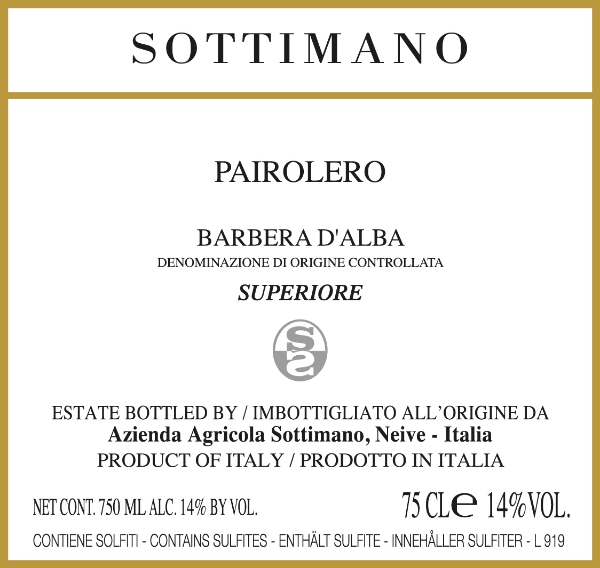 Picture of 2021 Sottimano - Barbera d'Alba Pairolero