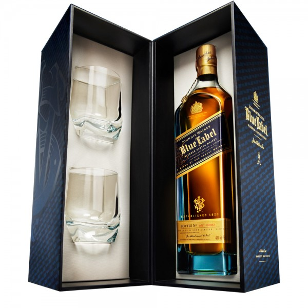 Picture of Johnnie Walker Blue Label w/2 Crystal Glasses Whiskey 750ml