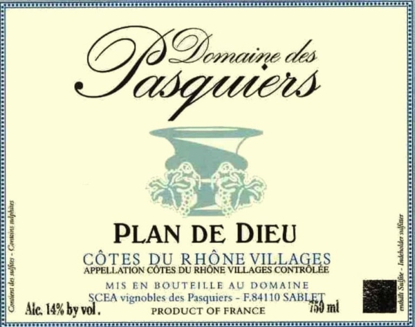 Picture of 2022 Domaine des Pasquiers - Cotes du Rhone Villages Plan de Dieu