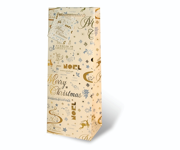 Gift Bag - Holiday Greetings Gold