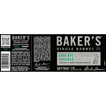 Picture of Baker's Single Barrel 7 yr High Rye  "Limited Release" Bourbon Whiskey 750ml