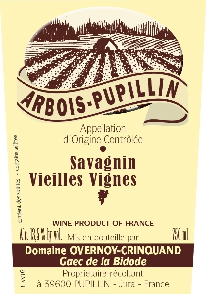 Overnoy-Crinquand Savagnin Vieilles Vignes Arbois-Pupillin label