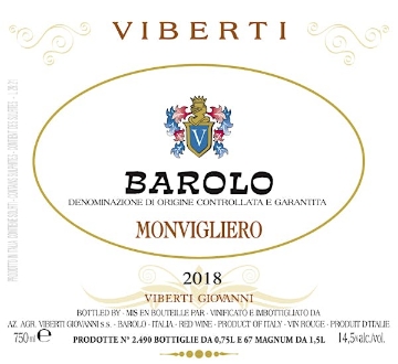 Picture of 2018 Viberti, Giovanni - Barolo Monvigliero (750Ml)