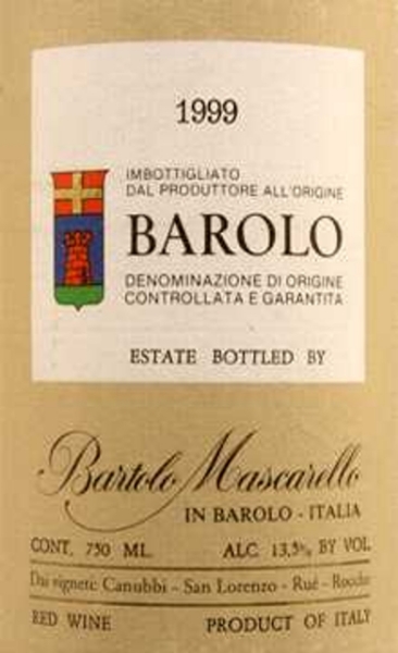 Picture of 1999 Mascarello, Bartolo Barolo