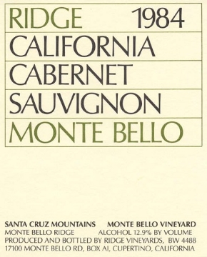 Picture of 1984 Ridge Cabernet Sauvignon Monte Bello (750ml)