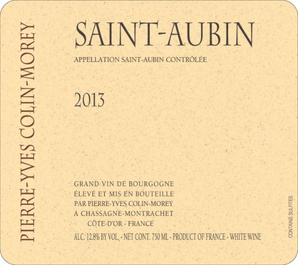 Pierre-Yves Colin-Morey Saint-Aubin label