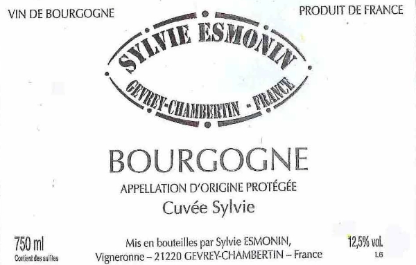 Sylvie Esmonin Bourgogne Cuvee Sylvie label